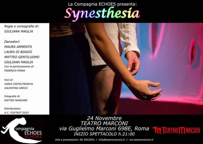 Teatro Marconi presenta “Synesthesia” (Commistione di Sensazioni).